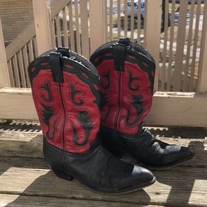 Cowboy boots! Black and red, cool as hell.